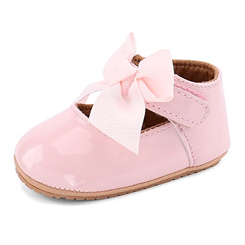 LACOFIA Baby Mädchen Ballerinas Baby rutschfest Bowknot Prinzessin Schuhe Krabbelschuhe Rosa 3-6 Monate von LACOFIA