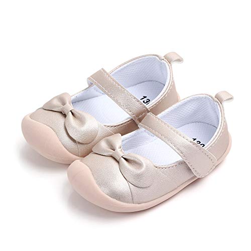 LACOFIA Baby Mädchen Ballerinas Kleinkind Klettverschluss rutschfest Lauflernschuhe Gold 20 von LACOFIA