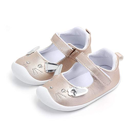 LACOFIA Baby Mädchen Ballerinas Kleinkind Klettverschluss rutschfest Lauflernschuhe Hase Gold 20 von LACOFIA