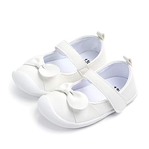 LACOFIA Baby Mädchen Ballerinas Kleinkind Klettverschluss rutschfest Lauflernschuhe Weiß 20 von LACOFIA