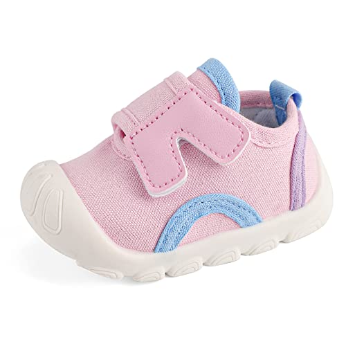 LACOFIA Baby Mädchen Lauflernschuhe Erste Babyschuhe rutschfeste Kleinkind Sneaker Rosa 20(Etikett 17) von LACOFIA
