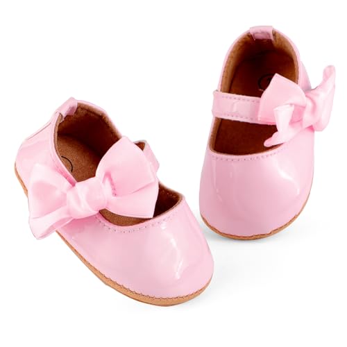 LACOFIA Baby Mädchen Lauflernschuhe Mary Jane Babyschuhe Krabbelschuhe für Baby Mädchen Rosa 12-18 Monate von LACOFIA