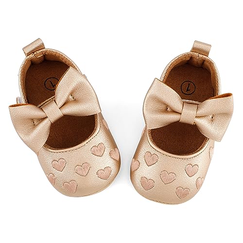 LACOFIA Baby Mädchen Lauflernschuhe Taufschuhe Babyschuhe Krabbelschuhe Gold 12-18 Monate von LACOFIA