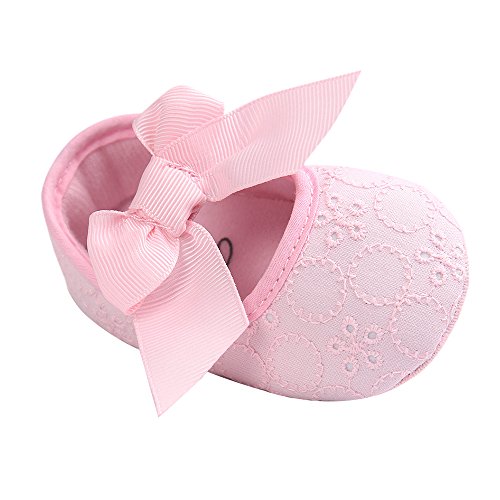 LACOFIA Baby Mädchen Prinzessin Bowknot rutschfest Weiche Sohle Krabbelschuhe Rosa 12-18 Monate von LACOFIA