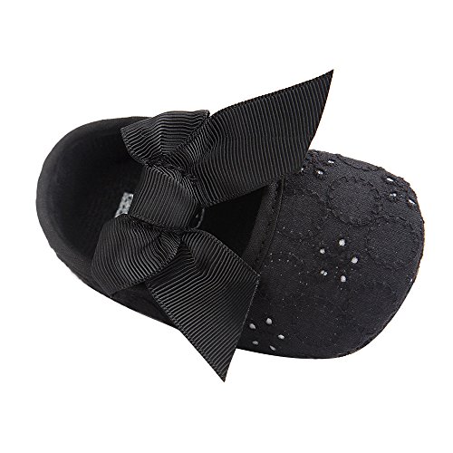 LACOFIA Baby Mädchen Prinzessin Bowknot rutschfest Weiche Sohle Krabbelschuhe Schwarz 0-3 Monate von LACOFIA