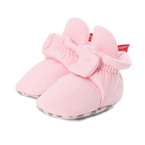 LACOFIA Baby Mädchen Winter Krabbelschuhe Baby rutschfest Weiche Sohle Slipper Stiefel Rosa 0-6 Monate von LACOFIA