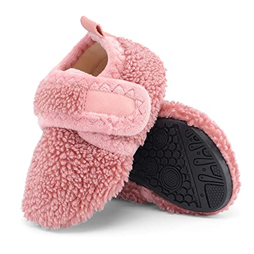 LACOFIA Baby Mädchen Winter Socken Hausschuhe Kleinkind Pantoffel Warm Kinder rutschfeste Slippers Rosa 22/23 von LACOFIA