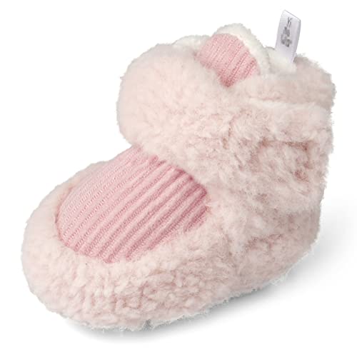 LACOFIA Baby Mädchen Winterschuhe Warme Krabbelschuhe rutschfest Weiche Sohle Baby Winterstiefel Rosa 0-6 Monate von LACOFIA