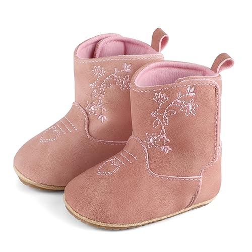 LACOFIA Baby Mädchen Winterstiefel rutschfeste Baby Winter Lauflernschuhe Gummistiefel Rosa 3-6 Monate von LACOFIA