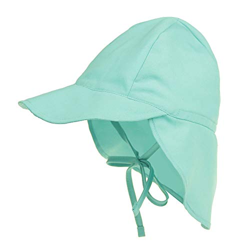 LACOFIA Baby Sonnenhut mit Bindebändern und Nackenschutz Kinder Strand Mützen Kleinkind Sommer Visier Cap Himmelblau 2-5 Jahre von LACOFIA