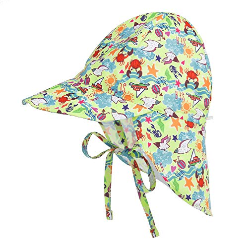 LACOFIA Baby Sonnenhut mit Bindebändern und Nackenschutz Kinder Strand Mützen Kleinkind Sommer Visier Cap Krabbe 2-5 Jahre von LACOFIA