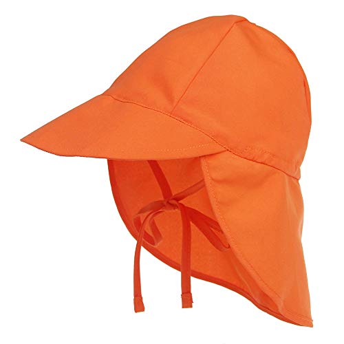 LACOFIA Baby Sonnenhut mit Bindebändern und Nackenschutz Kinder Strand Mützen Kleinkind Sommer Visier Cap Orange 2-5 Jahre von LACOFIA