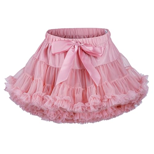 LACOFIA Baby Tütü Rock Mädchen Kleinkind Rüsche Geschichtet Tüllrock Prinzessin Rock Minirock für Party Tanzen Mittleres Rosa XS 0-12 Monate von LACOFIA