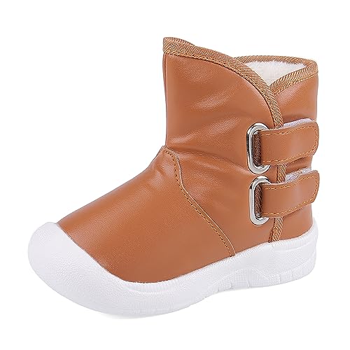 LACOFIA Baby Wasserdicht Winter Schneestiefel Kleinkind Jungen Mädchen rutschfest Gummisohle Stiefel Braun 20/21 Etikett 133 von LACOFIA