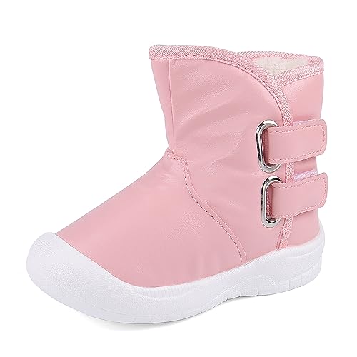 LACOFIA Baby Wasserdicht Winter Schneestiefel Kleinkind Mädchen rutschfest Gummisohle Stiefel Rose 20/21 Etikett 133 von LACOFIA