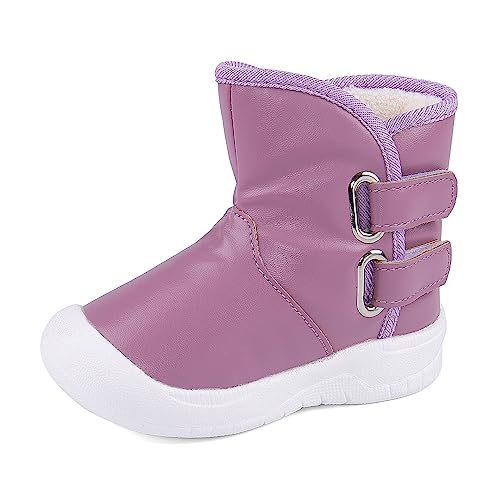 LACOFIA Baby Wasserdicht Winter Schneestiefel Kleinkind Mädchen rutschfest Gummisohle Stiefel Violett 20/21 Etikett 133 von LACOFIA