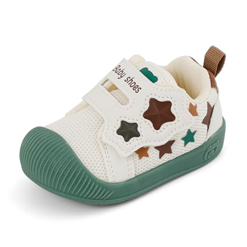 LACOFIA Babyschuhe Mädchen Jungen Lauflernschuhe Baby Erste Schuhe mit rutschfeste Gummisohle Atmungsaktiv Kleinkind Sneaker Grün 17 EU(Etikett 15) von LACOFIA