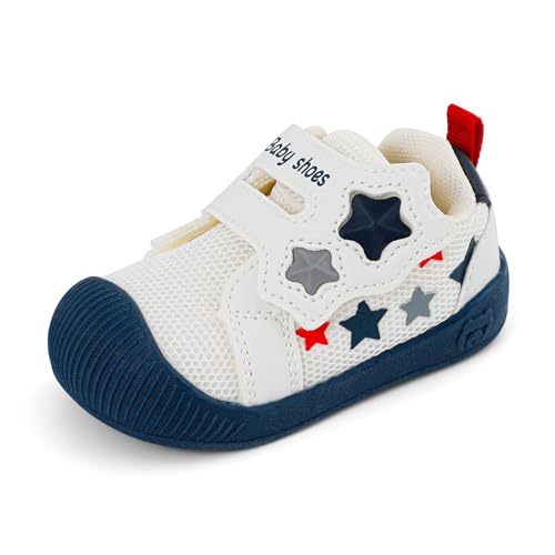 LACOFIA Babyschuhe Mädchen Jungen Lauflernschuhe Baby Erste Schuhe mit rutschfeste Gummisohle Atmungsaktiv Kleinkind Sneaker Marineblau 19 EU(Etikett 17) von LACOFIA