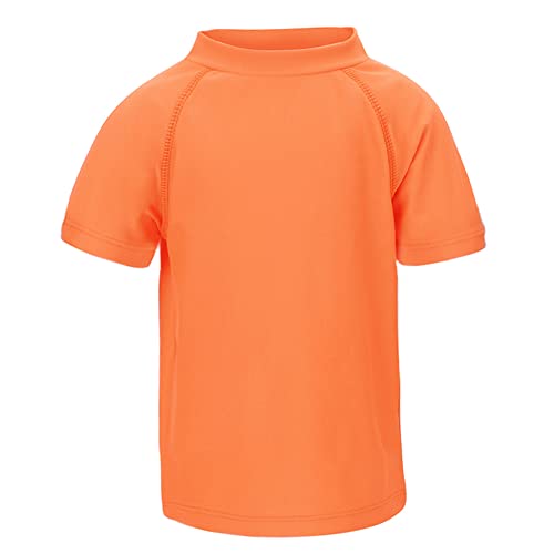 LACOFIA Jungen Kurzarm Badeshirt Kinder UPF 50+ Sonnenschutz Schwimmshirt Kinder Rashguard Schnelltrocknendes Orange 11-12 Jahre von LACOFIA