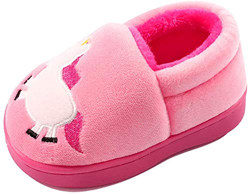 LACOFIA Jungen Winter Hausschuhe Kinder Warm Plüsch Pantoffel Karikatur Haus Winterschuhe, Rosa, 21/22 EU (Herstellergröße: 14/15) von LACOFIA