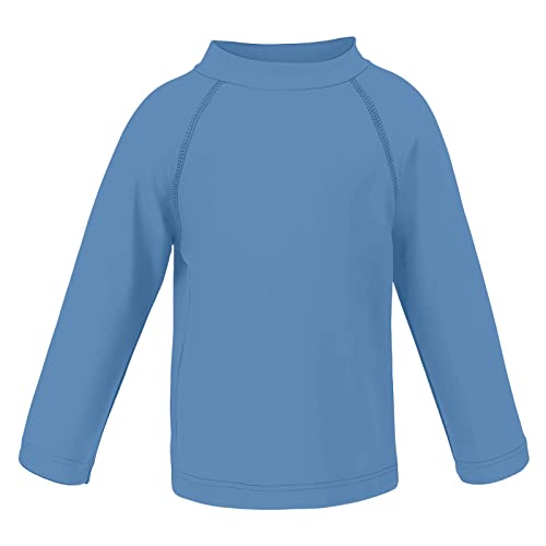 LACOFIA Kinder Badeshirt UPF 50+ Jungen Langarm Schwimmshirt Sonnenschutz Kinder Rashguard Schnelltrocknendes Badebekleidung Blau-Grau 4 Jahre von LACOFIA