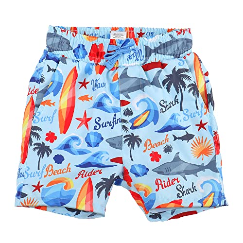 LACOFIA Kinder Badeshorts Jungen Casual Elastische Taille Badehose Kleinkind Strand Schwimmen Shorts Hellblauer Hai 13-14 Jahre 158/164 von LACOFIA