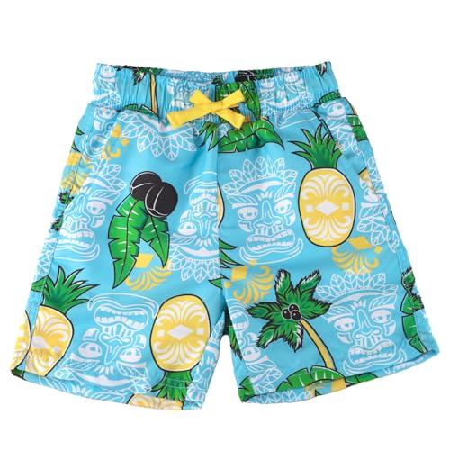 LACOFIA Kinder Jungen Badeshorts Elastische Taille Badehose Jungen Kleinkind Strand Schwimmen Shorts Blaue Ananas 10/12 Jahre 140/152 von LACOFIA