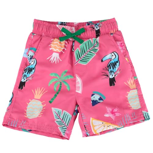 LACOFIA Kinder Jungen Badeshorts Elastische Taille Badehose Jungen Kleinkind Strand Schwimmen Shorts Rosa 7/8 Jahre 122/128 von LACOFIA