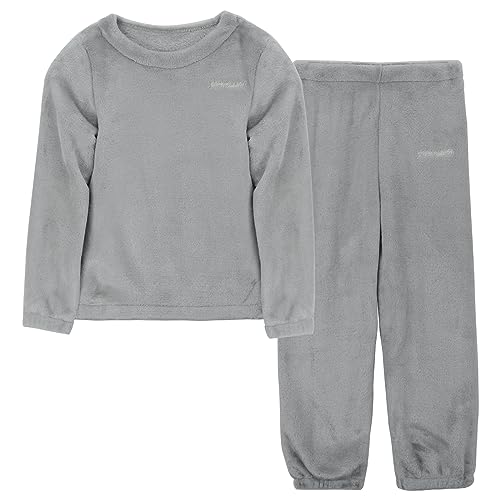 LACOFIA Kinder Winter Mädchen Schlafanzüge Warme Polar Fleece Pyjama Set Langarm Hausanzug Nachtwäsche Pjs Mit Lange Oberteile Und Hosen Hellgrau 7-8 Jahre/130 von LACOFIA