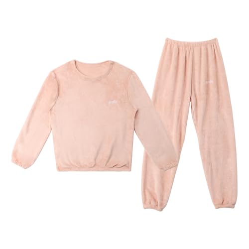 LACOFIA Kinder Winter Mädchen Schlafanzüge Warme Polar Fleece Pyjama Set Langarm Hausanzug Nachtwäsche Pjs Mit Lange Oberteile Und Hosen Hellrosa 12-13 Jahre/160 von LACOFIA