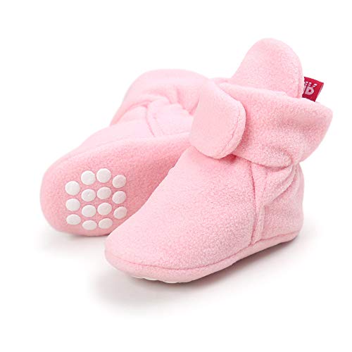 LACOFIA Kleinkind Baby Jungen Mädchen rutschfest Weiche Sohle Slipper Stiefel Winter Krabbelschuhe Rosa 6-12 Monate von LACOFIA