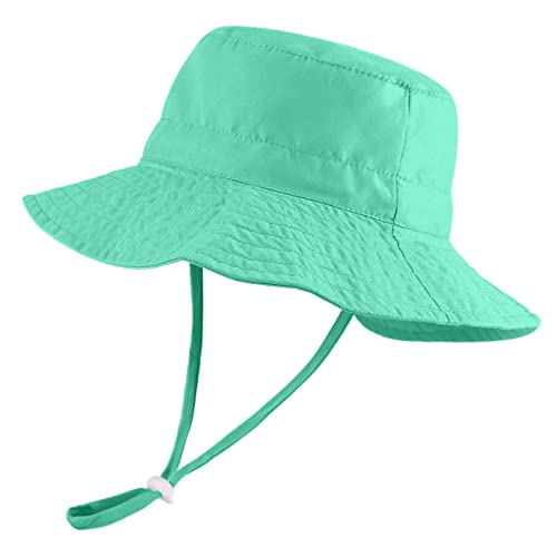 LACOFIA Kleinkind Baby Sonnenhut Kinder Mädchen Sommer Mütze UPF 50+ Hut für Strand Schwimmen Schwimmbad Breiter Krempe/Schnell Trocknend Grün 6-24 Monate von LACOFIA