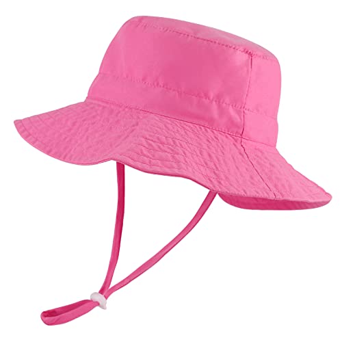 LACOFIA Kleinkind Baby Sonnenhut Kinder Mädchen Sommer Mütze UPF 50+ Hut für Strand Schwimmen Schwimmbad Breiter Krempe/Schnell Trocknend Rosa 3-7 Jahre Etikett 54 von LACOFIA