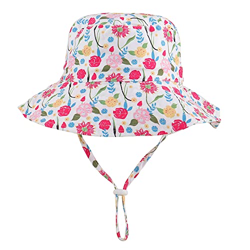 LACOFIA Kleinkind Baby Sonnenhut Kinder Mädchen Sommer Mütze UPF 50+ Hut für Strand Schwimmen Schwimmbad Breiter Krempe/Schnell Trocknend Rosa 6-24 Monate von LACOFIA