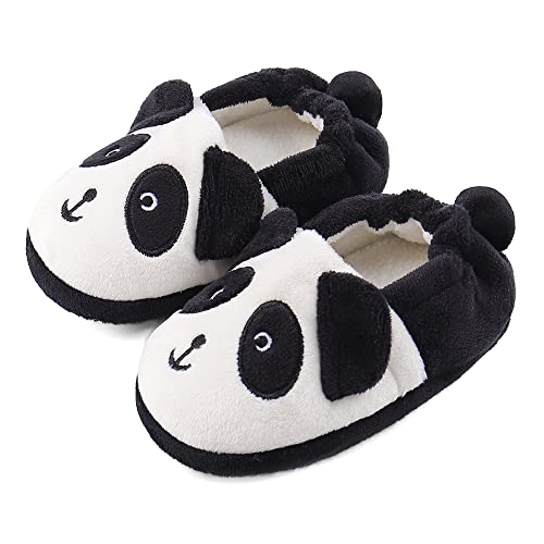 LACOFIA Kleinkind Jungen Mädchen Winter Hausschuhe Kinder Plüsch Tiere Pantoffeln Kinder rutschfeste Warme Hallenschuhe Panda 22/23 von LACOFIA