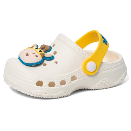 LACOFIA Kleinkind Mädchen Jungen Clogs Garten Schuhe rutschfeste Kinder Strand Pantoletten Sommer Sandalen Beige 31/32 von LACOFIA