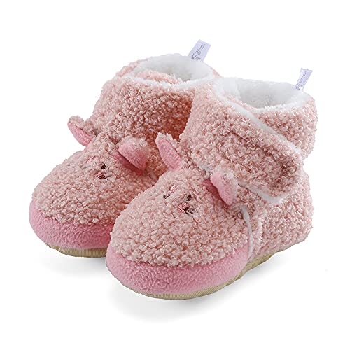 LACOFIA Kleinkinder Baby Mädchen Winterschuhe Wärme Krabbelschuhe rutschfest Weiche Sohle Baby Winterstiefel Rosa 12-18 Monate von LACOFIA