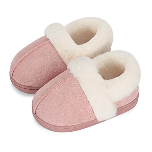 LACOFIA Mädchen Memory Foam Hausschuhe Kinder Winter Warme rutschfest Pantoffeln Rosa 32/33 EU von LACOFIA
