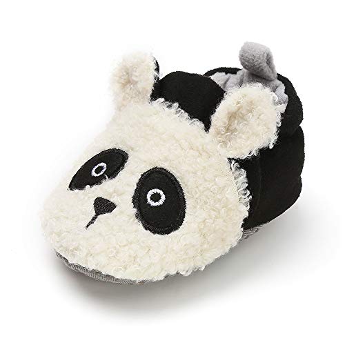 LACOFIA Neugeborenes Baby Jungen Mädchen Warme Winterschuhe Kleinkind rutschfest Weiche Sohle Krabbelschuhe Weiß Panda 6-12 Monate von LACOFIA