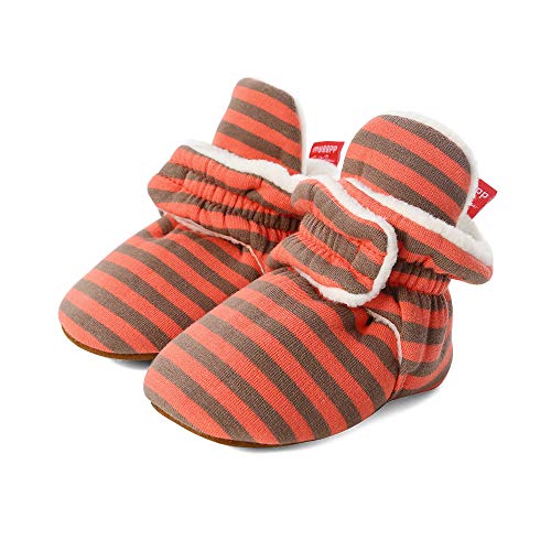 LACOFIA Neugeborenes Jungen Mädchen rutschfest Weiche Sohle Slipper Stiefel Baby Winter Krabbelschuhe Orange 0-6 Monate von LACOFIA