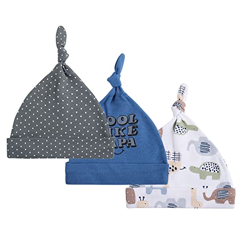 LACOFIA Pack 3 Neugeborenes Baby Jungen Mädchen Baumwolle Gedruckt Beanie Hut Unisex Kleinkind Top Knoten Mütze 0-6 Monate Grau von LACOFIA