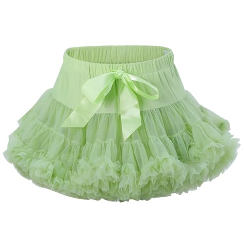 LACOFIA Tütü Rock Mädchen Kleinkind Rüsche Geschichtet Tüllrock Prinzessin Rock Minirock für Party Tanzen Grün S 2-4 Jahre von LACOFIA