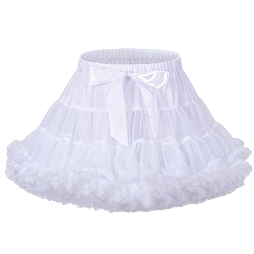 LACOFIA Tütü Rock Mädchen Kleinkind Rüsche Geschichtet Tüllrock Prinzessin Rock Minirock für Party Tanzen Weiß S 2-4 Jahre von LACOFIA