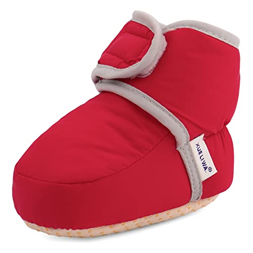 Lacofia Baby Jungen Mädchen Rutschfest Weiche Sohle Hausschuhe Stiefel Kleinkind Winter Warm Schuhe Rot 12-18 Monate von LACOFIA