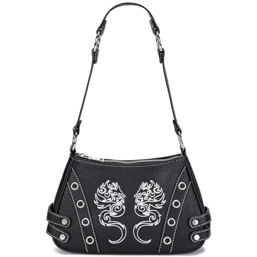 LACOMILA Y2K Kleine Umhängetasche Goth Punk Nieten Geldbörse für Damen, Schwarz, Small, Y2k Gothic Schultertasche mit Nieten LACOMILA Y2K Kleine Umhängetasche Goth Punk Nieten Geldbörse für Damen, Schwarz, Small, Y2k Gothic Schultertasche mit Nieten von LACOMILA