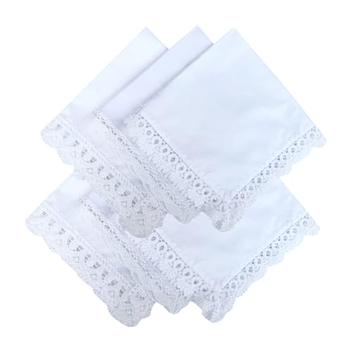 6 Stück Damen-Taschentücher aus Baumwolle mit Stickerei, Spitzen, Hochzeitstücher, A03-Mix-Karte, Einheitsgröße 6 Stück Damen-Taschentücher aus Baumwolle mit Stickerei, Spitzen, Hochzeitstücher, A03-Mix-Karte, Einheitsgröße von LACS Handkerchiefs