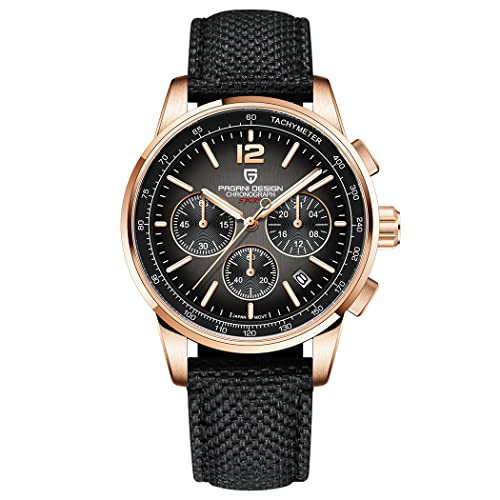 Pagani Design Herrenuhr Chronograph Analog Quarz 100M wasserdicht Edelstahl Uhren für Herren Casual Sport Business Geschenk von LACZ DENTON