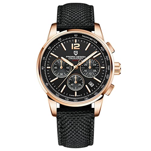 Pagani Design Herrenuhr Chronograph Analog Quarz 100M wasserdicht Edelstahl Uhren für Herren Casual Sport Business Geschenk von LACZ DENTON