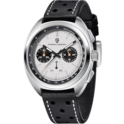 Pagani Design Herren Chronograph Uhr Saphir Spiegel 10Bar Wasserdicht Quarz Armbanduhr VK63 Uhrwerk PD1782 von LACZ DENTON
