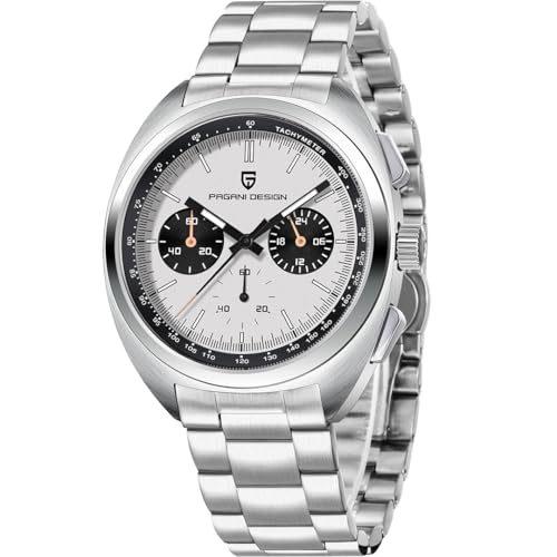 Pagani Design Herren Chronograph Uhr Saphir Spiegel 10Bar Wasserdicht Quarz Armbanduhr VK63 Uhrwerk PD1782 von LACZ DENTON